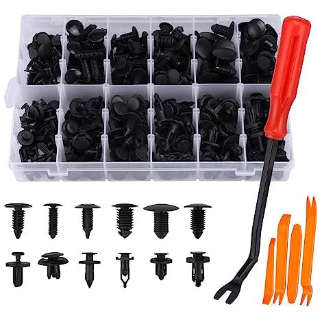 Kewucn Lot de 240 rivets en plastique pour voiture, clous et clips durables pour la plupart des voitures, contient 12 types et tailles différents de rivets poussoirs avec outil de démontage (1/5)