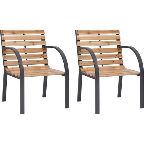 Lot de 2 Chaises de jardin - Chaises d'extérieur pour terrasse/jardin Bois BV610037 - BonneVie (1/5)