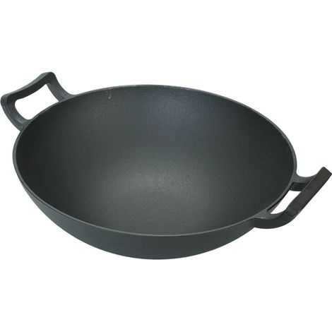 Fonte de fonte, épaissie non enduite antiadhésive ustensiles de cuisine double poignée poêle à frire 32 cm poêle à frire en fonte plaque de cuisson barbecue poêle pour barbecue casseroles de cuisine / (1/5)
