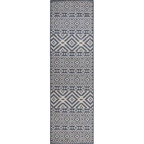 vidaXL Alfombra de exterior de tejido plano rayas azules 80x250 cm (1/5)