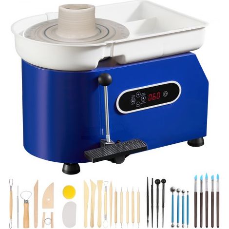 Töpferscheibe Keramik Rad Maschine 450 W, Elektrische Töpferscheibe Maschine 28 cm 300 U/min Töpferscheibenmaschine, mit Pedal & Schürze Formmaschine, Geeignet für Anfänger, Enthusiasten (1/5)
