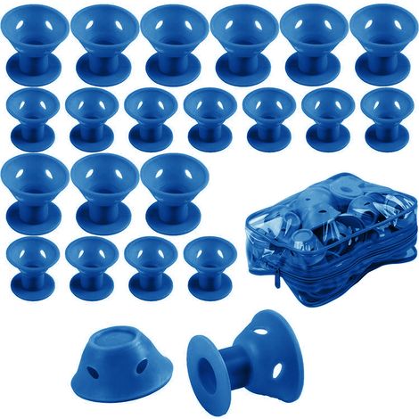 40 rouleaux de soin capillaire magiques en caoutchouc souple, outil de coiffage et de bouclage en silicone, rose (20 grands et 20 petits)