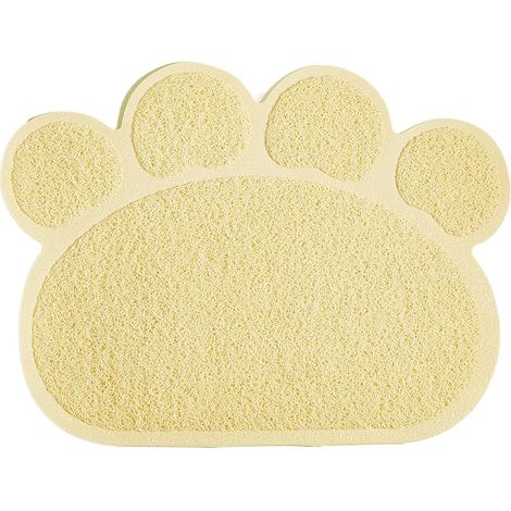Tapis pour bac à Litière, Tapis de Litière pour Chat Plat Bol d'alimentation pour Nourriture Tapis de Nettoyage 30 x 40cm (Beige) (1/5)