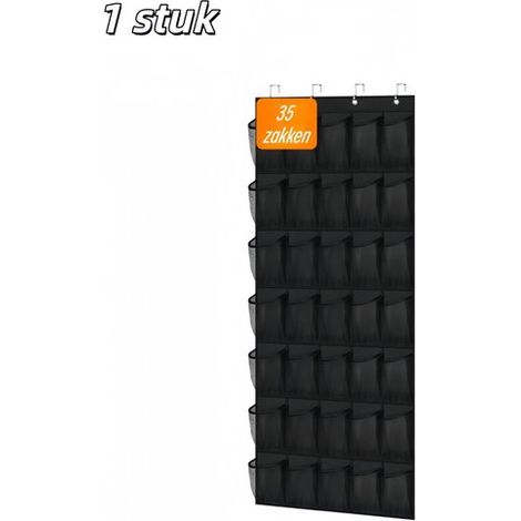 pièce - Rangement de chaussures - Étagère à chaussures - Convient pour ranger chaussures, vêtements, speelgoed et autres objets - Se fixe aux portes - Convient aux portes de placard - 35 compartiments (1/5)