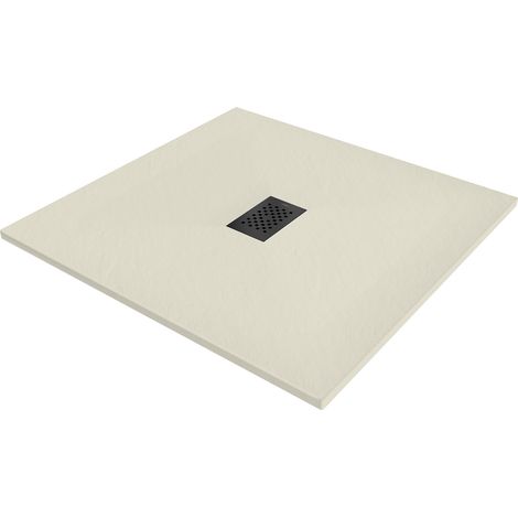 Mexen Hugo quadratische Duschwanne SMC 100 x 100 cm, beige, schwarze Abdeckung - 42691010-B (1/5)