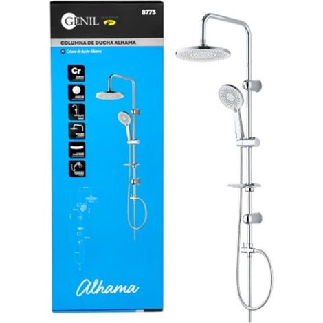 Columna De Ducha Cromada Modelo Alaha 1.5m  3 Funciones Rociador Ø22cm