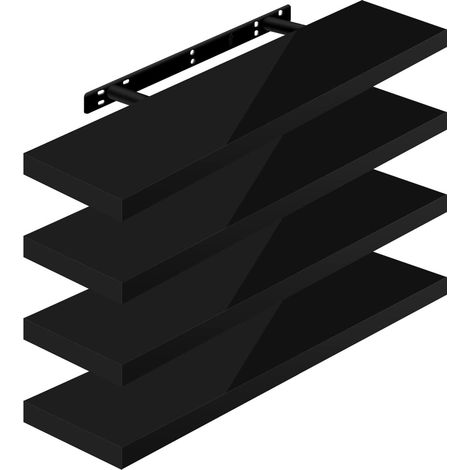WOLTU 4 x Étagère Murale, Tablette Murale Panneau de Bois, Étagère Flottante, Étagère à Livres, 80x22, 9x3, 8cm, Nior RG9480sz-4 (1/4)