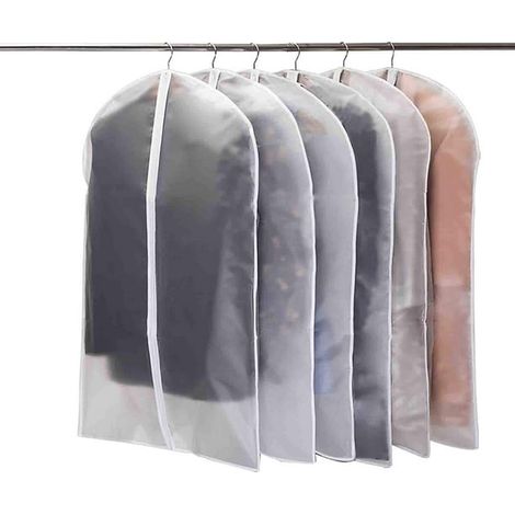 Lot de 6 housses antimites pour vêtements avec fermeture éclair pour le rangement dans la penderie - 60 x 100 cm (Fermeture éclair blanche) (1/5)