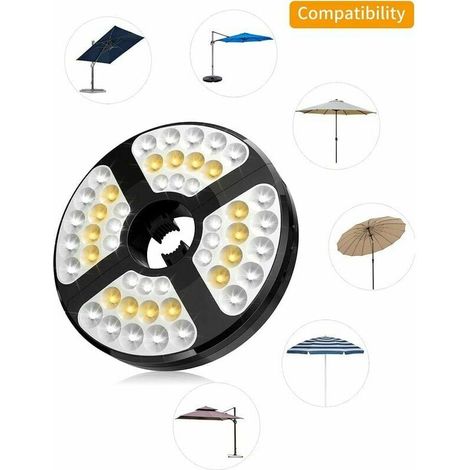 Sonnenschirmleuchten, wiederaufladbare 48-LED-Sonnenschirmleuchte mit 3 Beleuchtungsmodi, 72 Stunden einstellbar, kabellose LED-Sonnenschirmleuchte für Gartenschirm, Terrasse, Terrasse, Außenzelt
