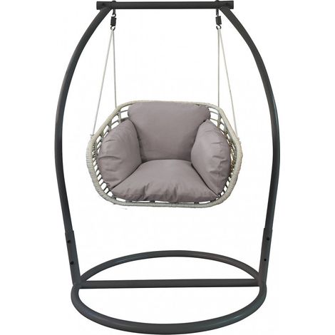 Dondolo posto singolo con struttura in metallo e cuscino morbido e confortevole 105x156xH105 cm da esterno