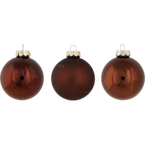 Lot de 24 Boules Noel en Verre, Shiny Matt Opal, Brun, D6 Cm (1/3)
