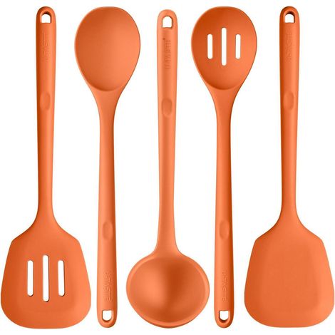 5-teiliges Silikon Küchenhelfer-Set, 315℃ hitzebeständig, Orange