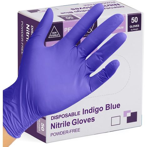 Gants en nitrile, gants de nettoyage jetables, sans poudre, sans latex, sans caoutchouc, gants de protection non stériles à usage unique (50, Large) (1/5)