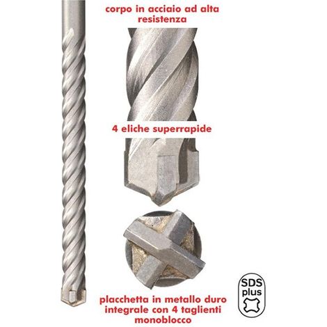 PUNTA SDS PLUS 4 TAGLIENTI 18X600MM - MURO CEMENTO  PRSDSPLUS18X600/4 RIBITECH (1/2)