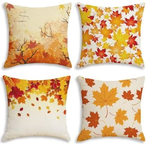 Housse de coussin 4 pièces, housse de coussin automne 45x45cm, housse de coussin feuille d'érable, housse de coussin décorative pour le jour de Thanksgiving (1/5)