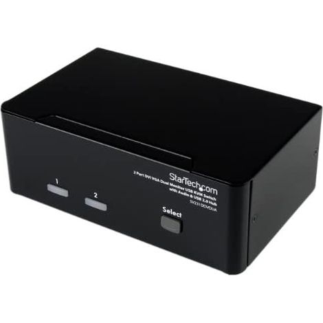StarTech Conmutador KVM 2Puertos Doble Monitor DVI/VGA Audio 4 Puertos USB - Switch (1/5)