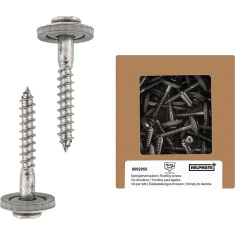 HELPMATE Viti Spengler 4,5 x 35 mm, 50 pezzi, DIN 7995, in acciaio inox A2, PZ2, DIN 7995, testa cilindrica, con disco e EPDM Di, argento, 4,5 x 35 mm (1/5)