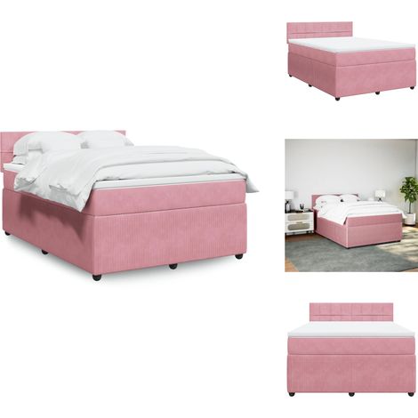 Sommier à lattes de lit avec matelas Rose 140x190 cm Velours - Sommier À Lattes De Lit - Sommiers À Lattes De Lit - Lit - Meuble De Chambre À Coucher (1/5)