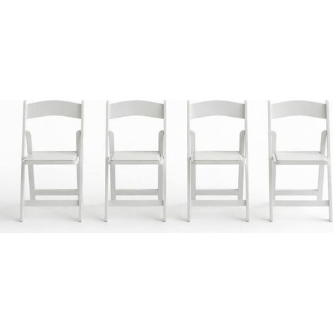 Set di 4 sedie pieghevoli bianche in resina con seduta imbottita (1/5)