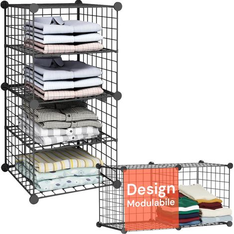 Étagère en Maille en Fer, 4 étagères, Peu encombrante, pour Cuisine, Salle de Bains et Bureau, Design modulaire et Facile à Monter (1/5)