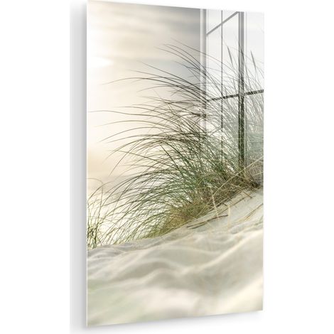 CUADRO DE METACRILATO Dunas con hierba de playa bajo el sol del parque nacional alemán Schleswig-Holsteinisches Wattenmeer Cuadros Para Dormitorio 60x90 (1/5)