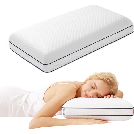 Oreiller Mémoire de Forme Ergonomique pour Cervicales Douloureuses, Orthopédique sur Le Dos ou sur Les Côtés, Housse Amovible, 60x40x12cm (1/5)