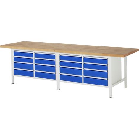 Rau Werkbank höhenverstellbar 8477A2, B3000xT900xH840-1040mm, 16x Schublade-TA (1/5)