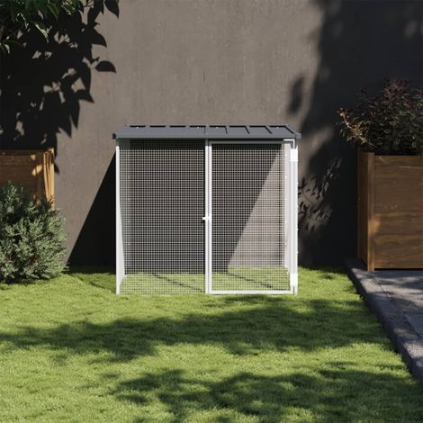 Poulailler avec toitïŒEnclos Ă poulesïŒCage pour Animaux anthracite 103x98x90 cm acier galvanisĂ© DGBDF887979 (1/5)