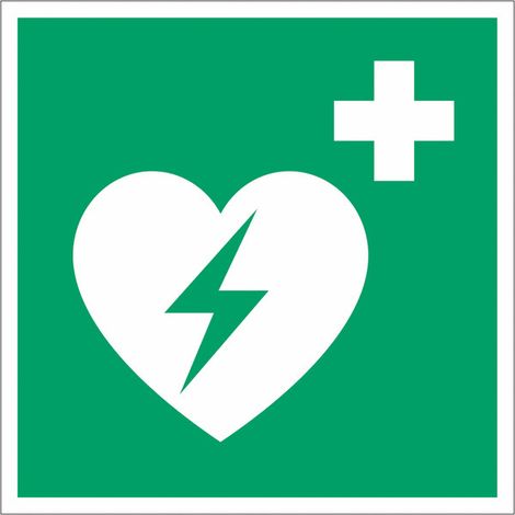 Pannello adesivo ISO 7010 "Defibrillatore automatico esterno" - E010