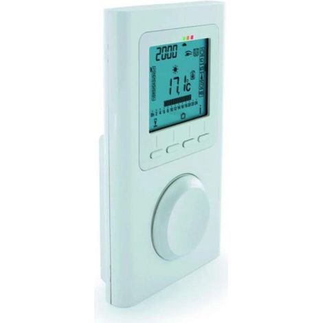Acova – Thermostat d'ambiance programmable RF-PROG – Radiofréquence – Écran LCD rétroéclairé – Programmation hebdomadaire – 990260
