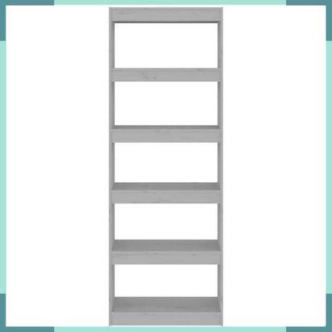 808175 Bibliothèque/Séparateur de pièce Gris 60x30x167,5 cm Pin massif (1/5)