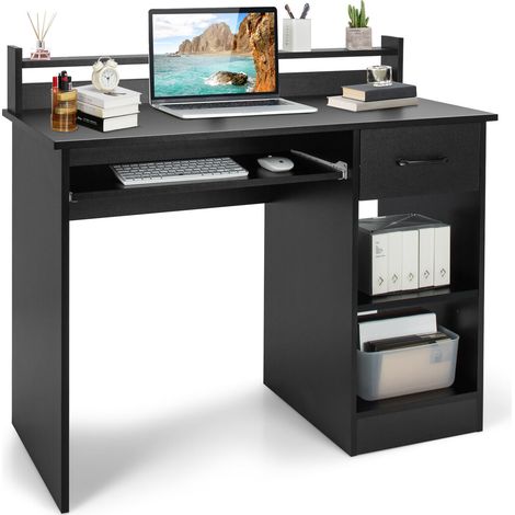 Wooden Computer Desk W/ Keyboard Tray Writing Workstation Vanity Dressing Table (1/5)