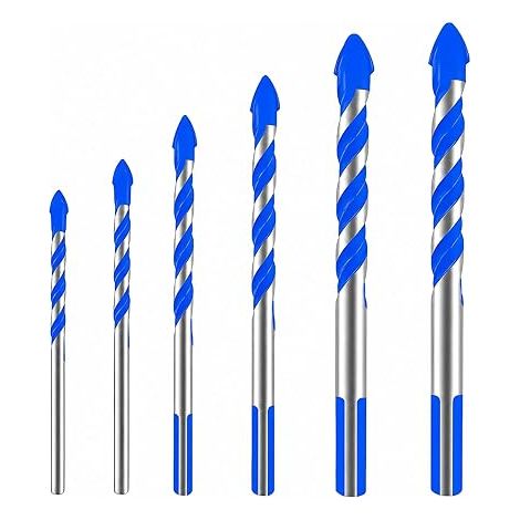 Set di 6 punte da trapano in carburo di tungsteno per piastrelle, vetro, mattoni, ceramica e porcellana (3/5/6/8 mm) (1/5)