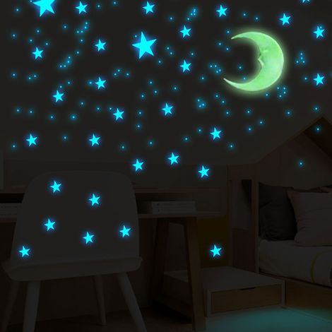CCYKXA 103pcs Glow in the Dark Stars Ceiling Wall Stickers Self ...