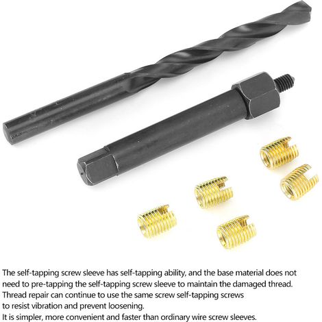 12 pièces M5 x 0.8 Kit Réparation Filets Douilles Auto-Taraudantes Coffret Outils (1/5)