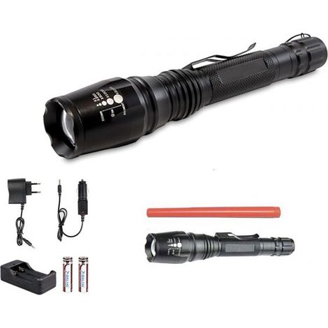TORCIA 100000 LUMEN TATTICA/MILITARE LED T6 RICARICABILE ZOOM 8668-T6