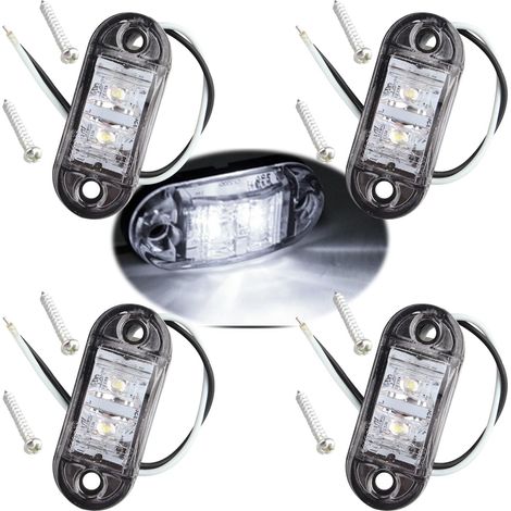 4 pcs Blanc IP65 12 V/24 V Ovale LED latérales Feux de gabarit Avant Feux arrière Lampes Universel Indicateur de Position pour Camion remorque Van Caravan Camion de Voiture Bus Bateaux