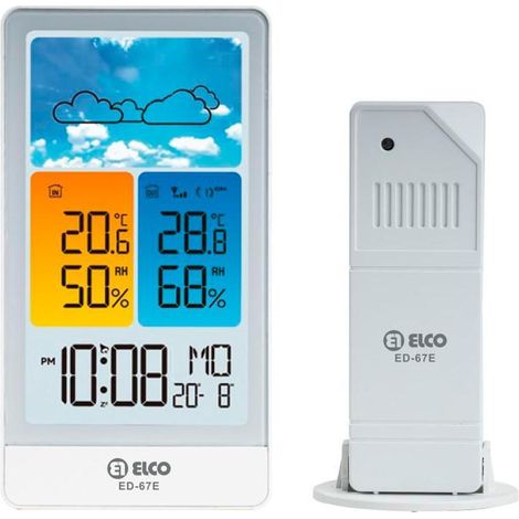 ELCO estacion meterologica blanca ed67e , Estación meteorológica blanca ED67E, un dispositivo completo para el control del clima interior y exterior con múltiples funciones de medi