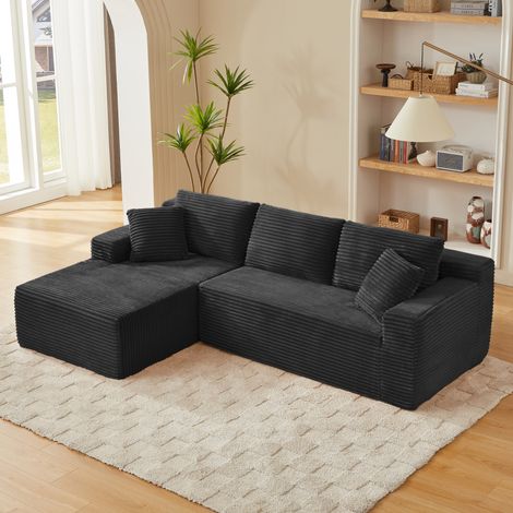 Sofá de esquina modular 252,5 x 163 x 65 cm negro DESVIAE (1/5)