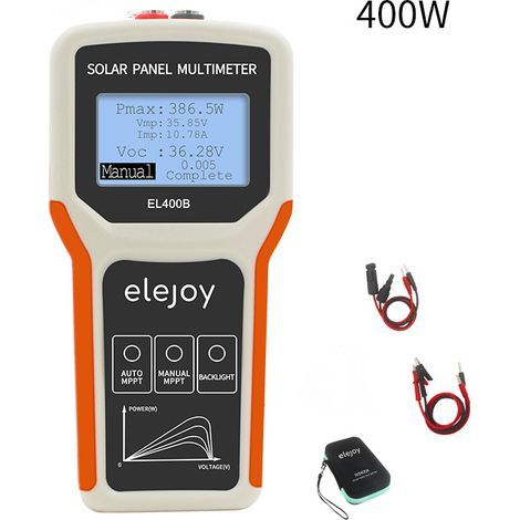 EL400B Fuente de alimentación portátil para paneles fotovoltaicos Multímetro Probador de paneles solares Medidor de potencia Amperímetro Pantalla LCD digital retroiluminada Probador (1/5)