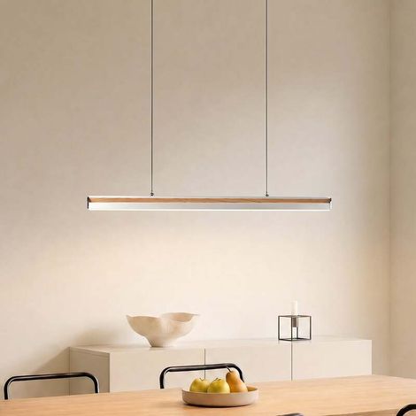 [NEUWERTIG] B-Ware Lucande Hängeleuchte Pendelleuchte Lutana LED dimmbar rosegold Holz 101cm (1/2)