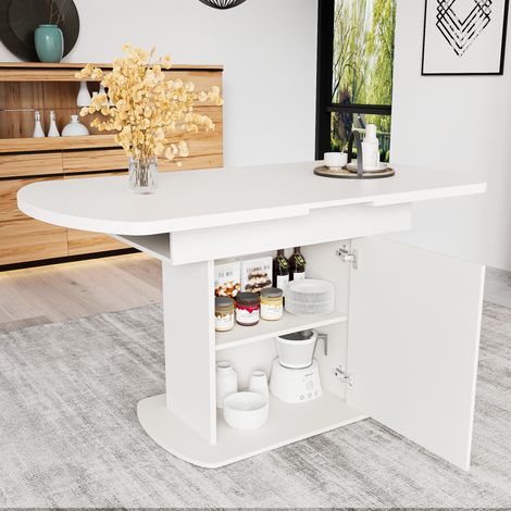 Table repas extensible rangement 110 130 panneau blanc OKMYHOME (1/5)