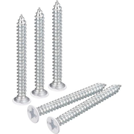 ST3.5x35mm Blanc Vis Autotaraudeuse, 50pcs Plat Tête Phillips Bois Vis pour Travail Bois (1/5)