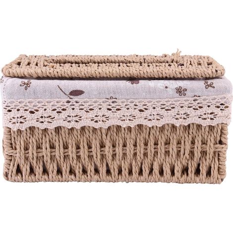 Exquisit Boîte de rangement décorative en rotin avec sac fête et boîte simple pour meubles (1/5)