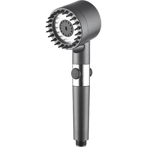 Set doccia moderno con tubo flessibile, finitura nero opaco, soffione multifunzione e staffa per montaggio a parete. (1/4)