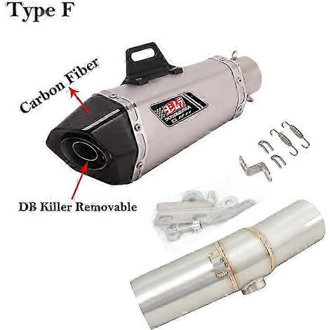 Silencieux d'échappement moto, tube intermédiaire, DB Killer, fibre de carbone, pour Kawasaki ER6N, ER6F, ER650, EX650, 2005 - 2011 (Type F) (1/5)