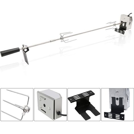 brochettes de barbecue 117cm avec 2 broches à viande et moteur en acier inoxydable 220V tournebroche rôtissoire électrique (1/5)