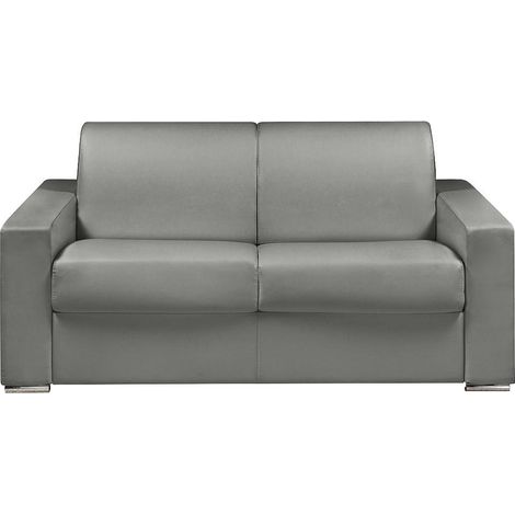Divano letto 2 posti a ribalta in similpelle Grigio - Larghezza Materasso 120 cm - Spessore 22 cm - CALITO