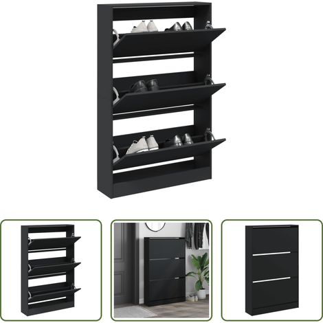 vidaXL Schuhschrank für kleine Räume - Schuhschrank Schwarz 80x21x125,5 cm Holzwerkstoff (1/5)