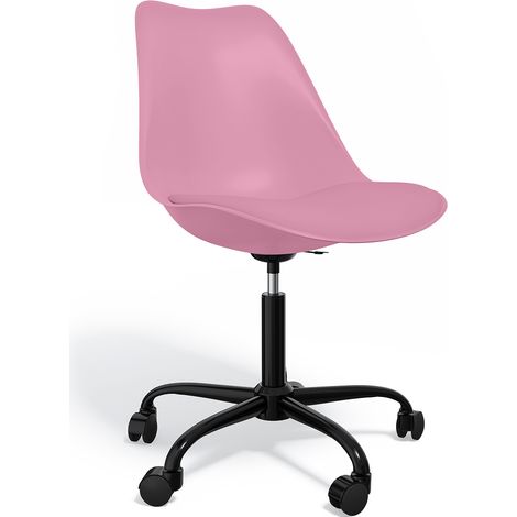 Bürostuhl mit Rollen - Drehbarer Schreibtischstuhl - Tulip Schwarz Gestell Pastellpink